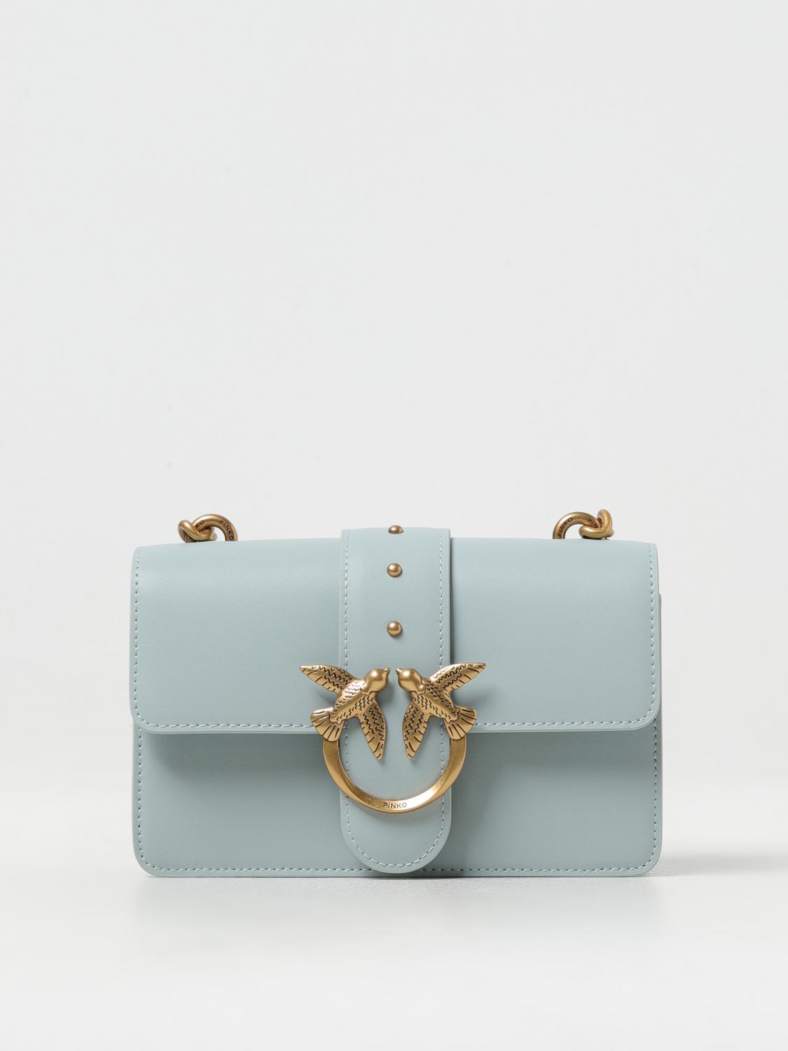 PINKO BORSA MINI: Borsa Love Mini Pinko in pelle, Azzurro - Img 1