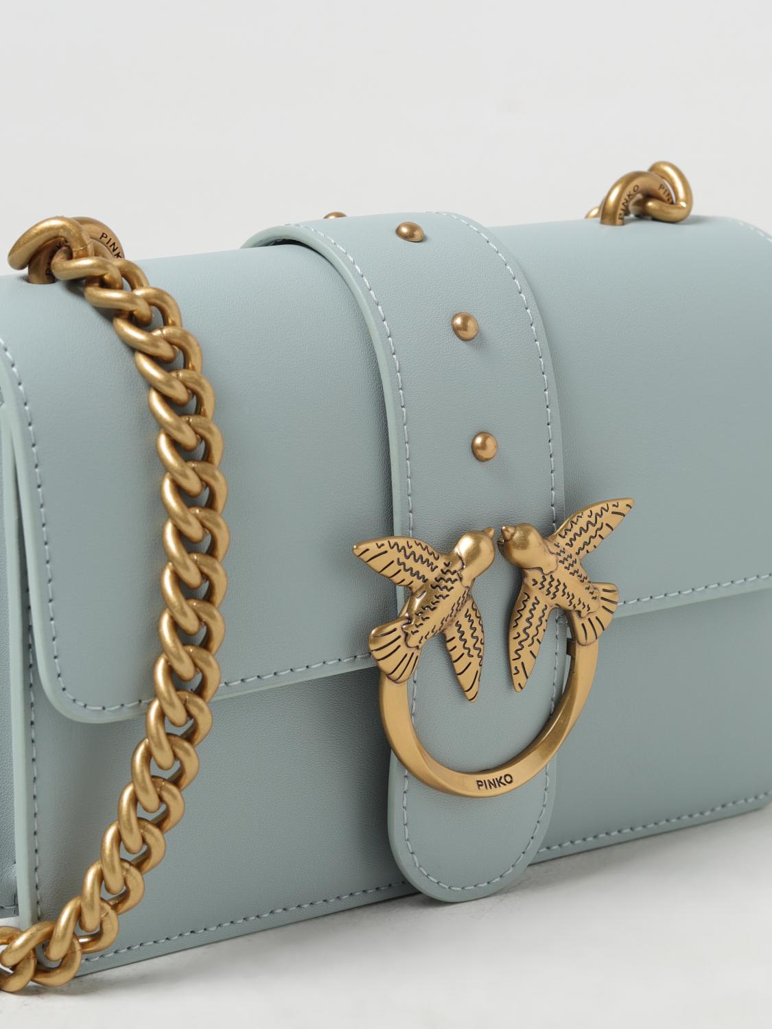 PINKO BORSA MINI: Borsa Love Mini Pinko in pelle, Azzurro - Img 3