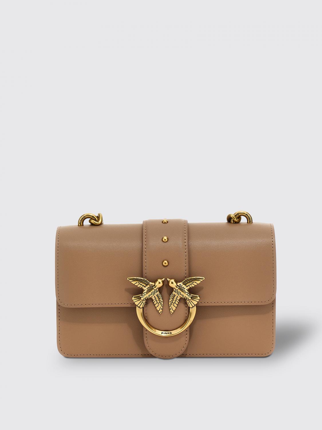 PINKO BORSA MINI: Borsa Love Mini Pinko in pelle, Beige - Img 1