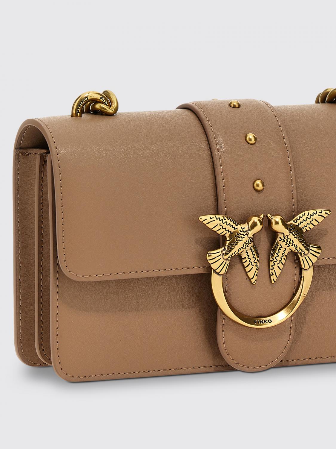 PINKO BORSA MINI: Borsa Love Mini Pinko in pelle, Beige - Img 3