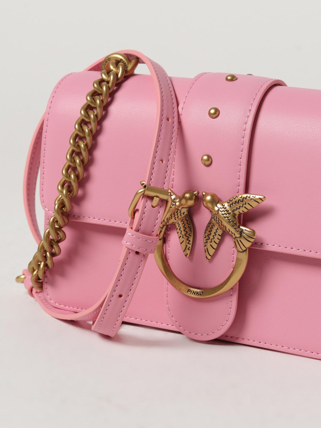 PINKO BORSA MINI: Borsa Love Mini Pinko in pelle, Confetto - Img 3