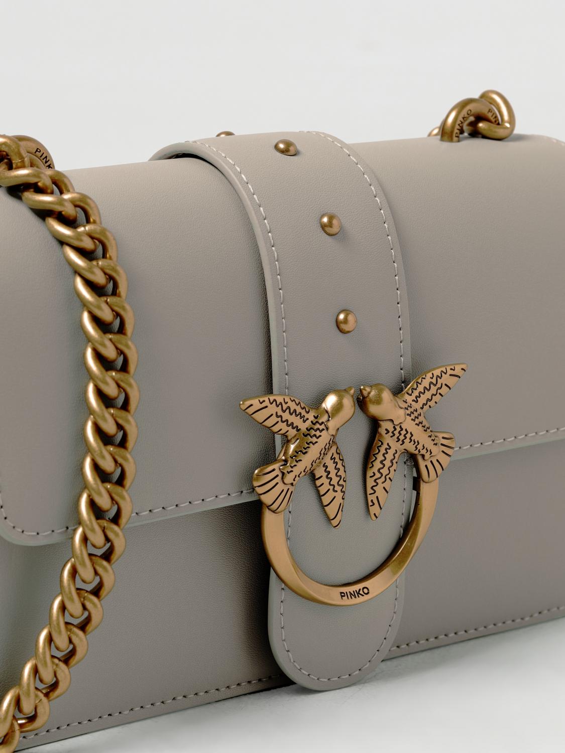PINKO BORSA MINI: Borsa Love Mini Pinko in pelle, Noce - Img 3