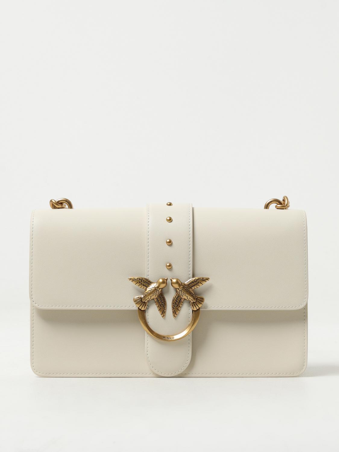 PINKO BORSA A SPALLA: Borsa Love One Classic Pinko in pelle, Bianco - Img 1
