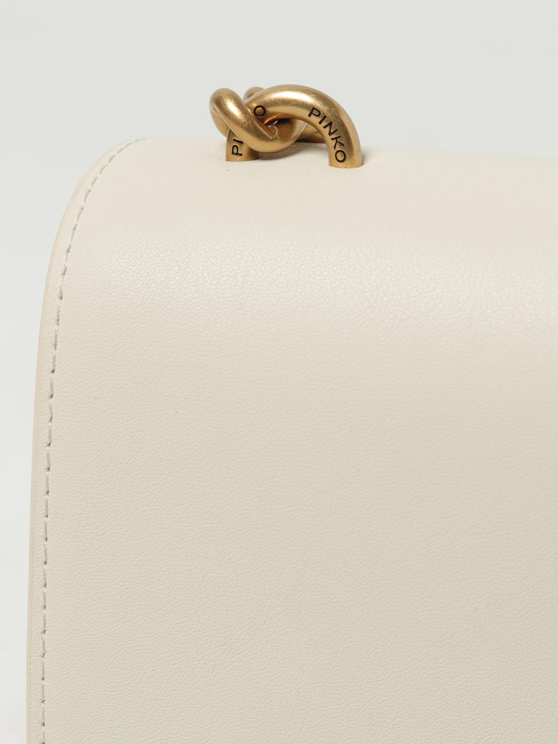 PINKO BORSA A SPALLA: Borsa Love One Classic Pinko in pelle, Bianco - Img 3