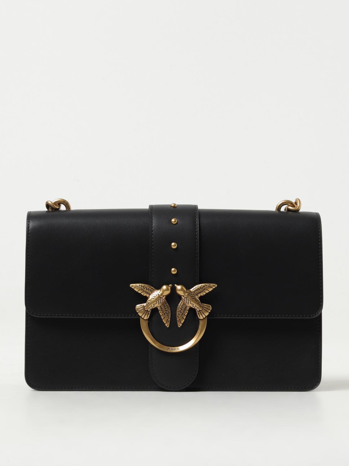 PINKO BORSA A SPALLA: Borsa Love One Classic Pinko in pelle, Nero - Img 1