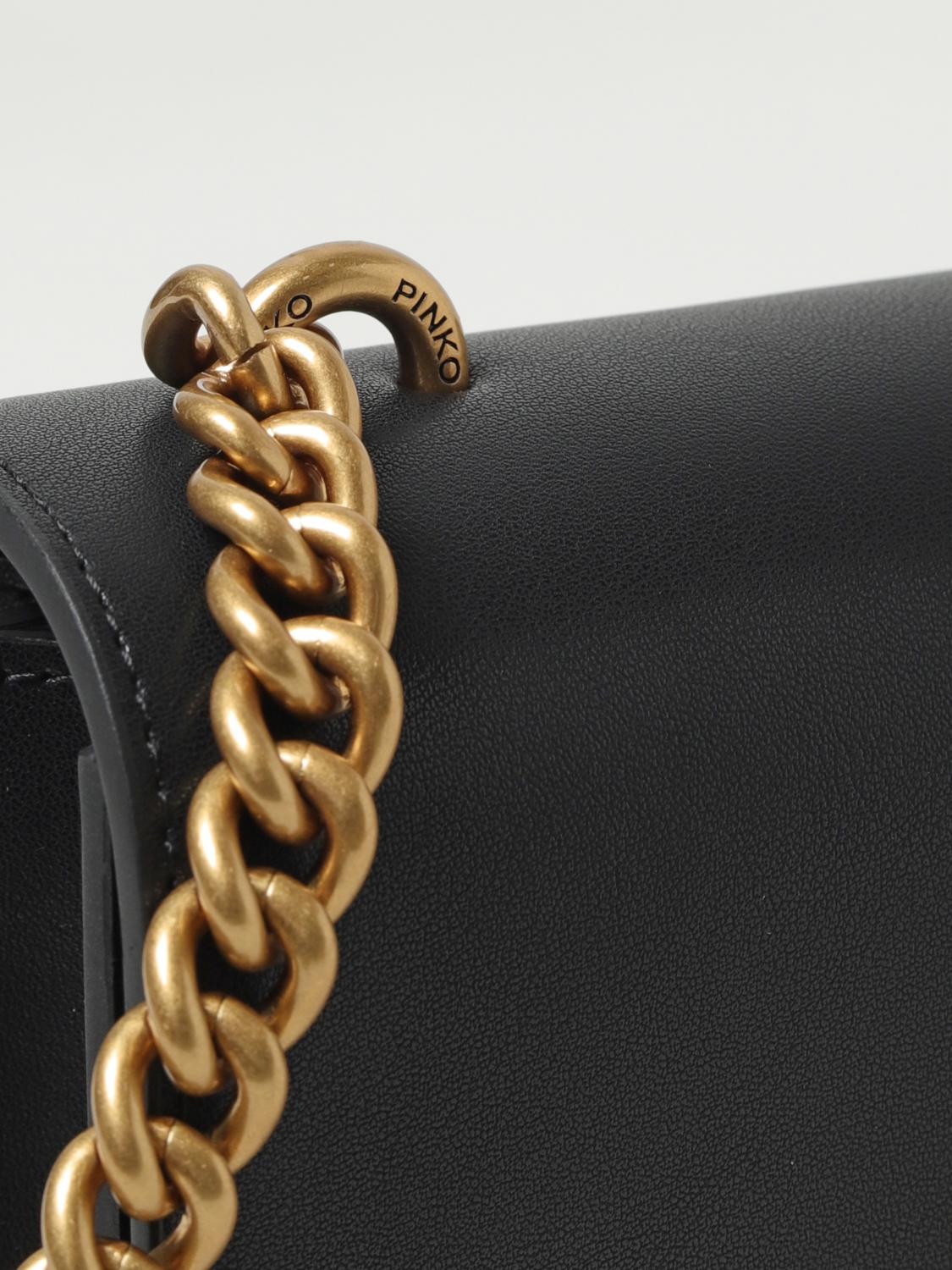 PINKO BORSA A SPALLA: Borsa Love One Classic Pinko in pelle, Nero - Img 3