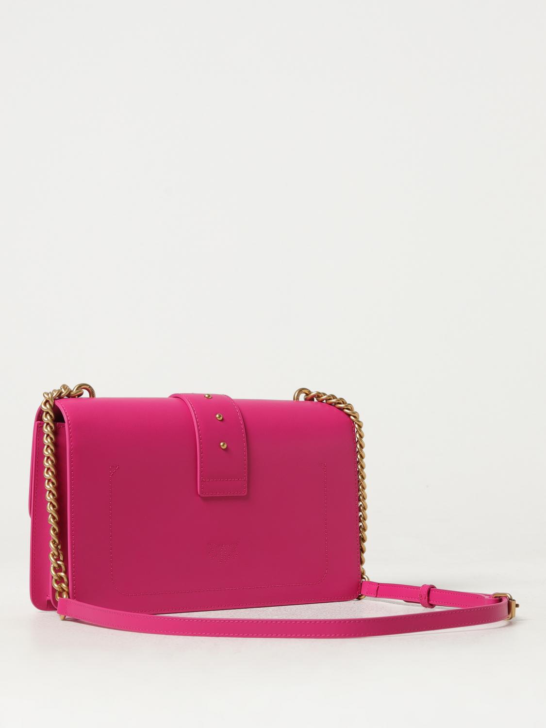 PINKO BORSA A SPALLA: Borsa Love One Classic Pinko in pelle, Fuxia - Img 2
