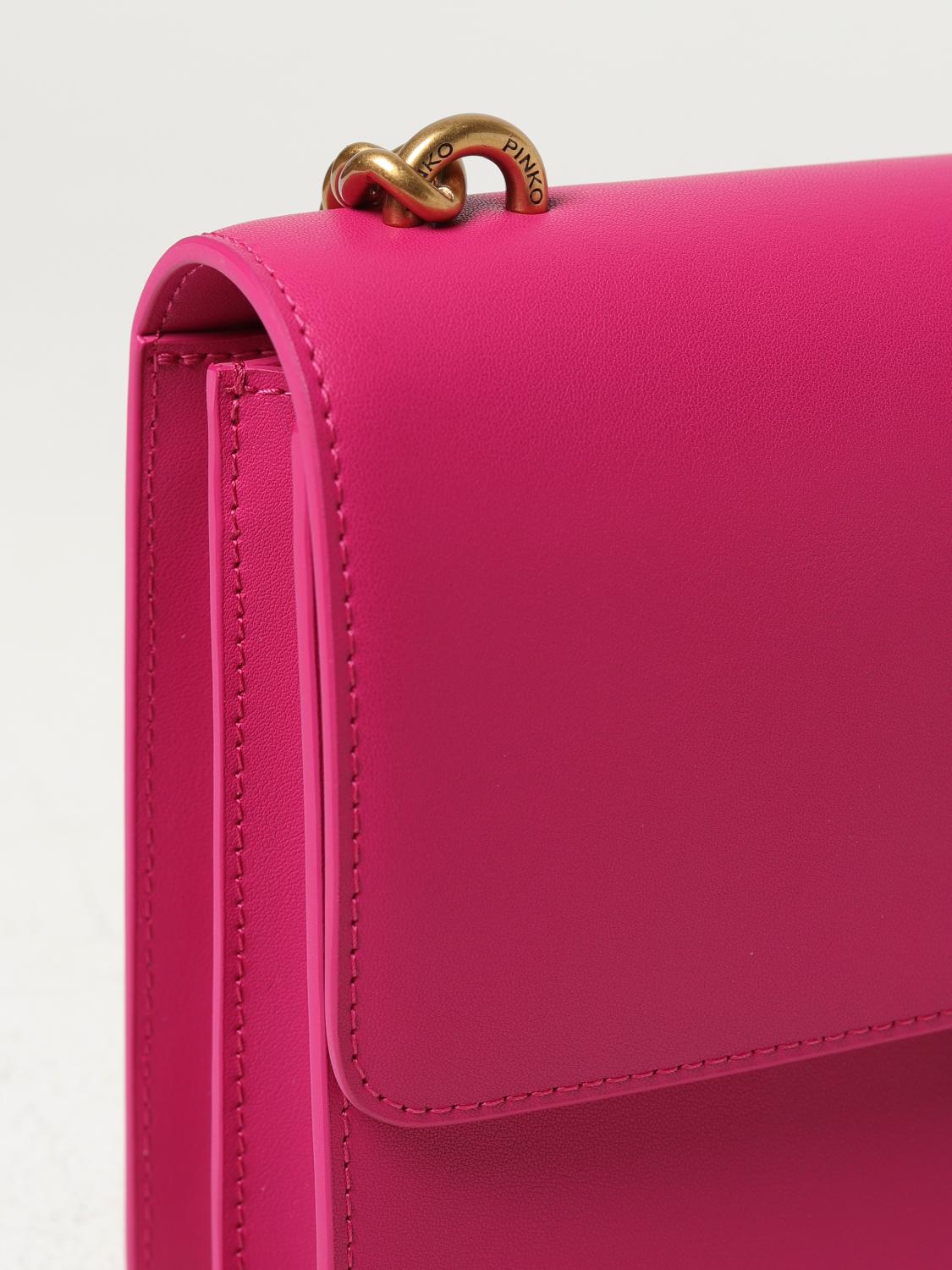 PINKO BORSA A SPALLA: Borsa Love One Classic Pinko in pelle, Fuxia - Img 3