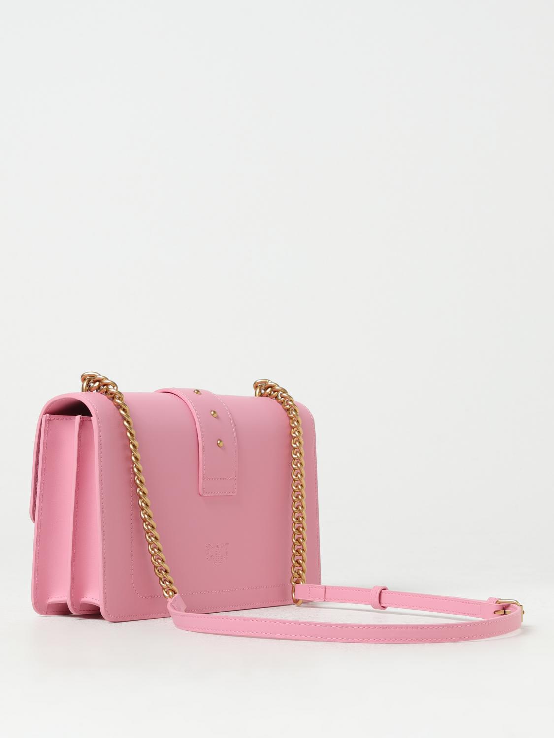 PINKO BORSA A SPALLA: Borsa Love One Classic Pinko in pelle, Rosa - Img 2