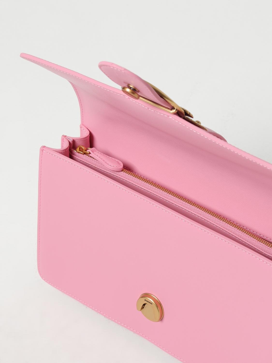PINKO BORSA A SPALLA: Borsa Love One Classic Pinko in pelle, Rosa - Img 3