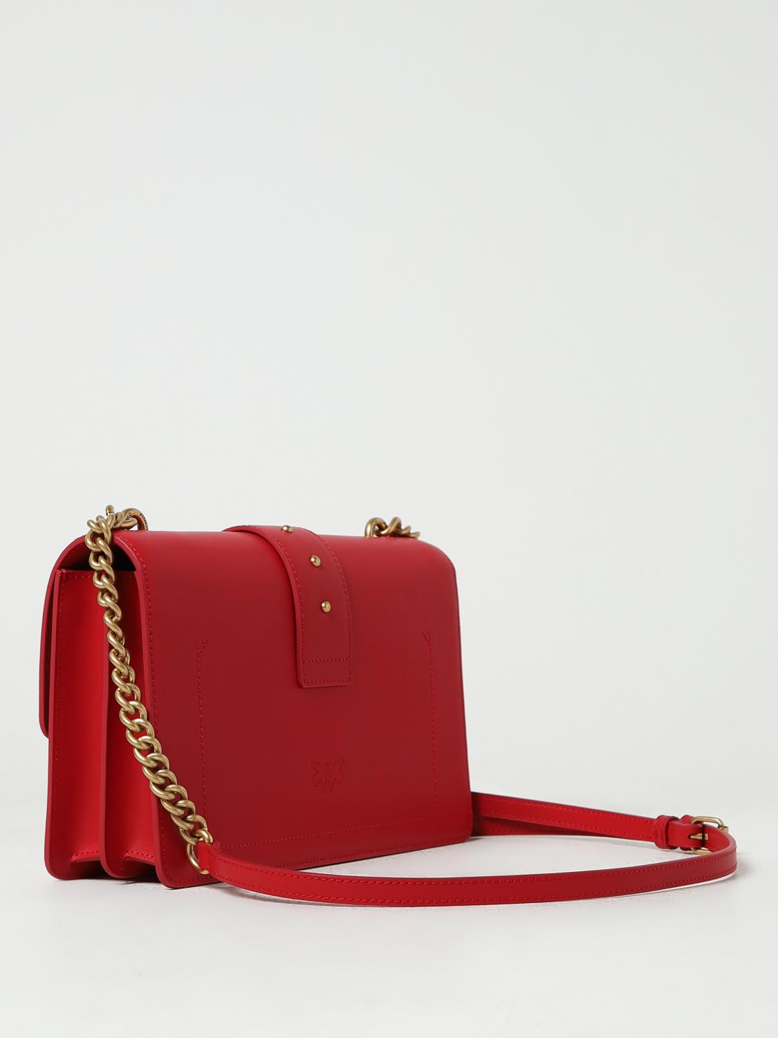 PINKO BORSA A SPALLA: Borsa Love One Classic Pinko in pelle, Rosso - Img 2