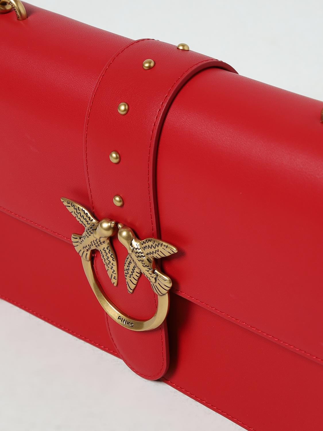 PINKO BORSA A SPALLA: Borsa Love One Classic Pinko in pelle, Rosso - Img 3