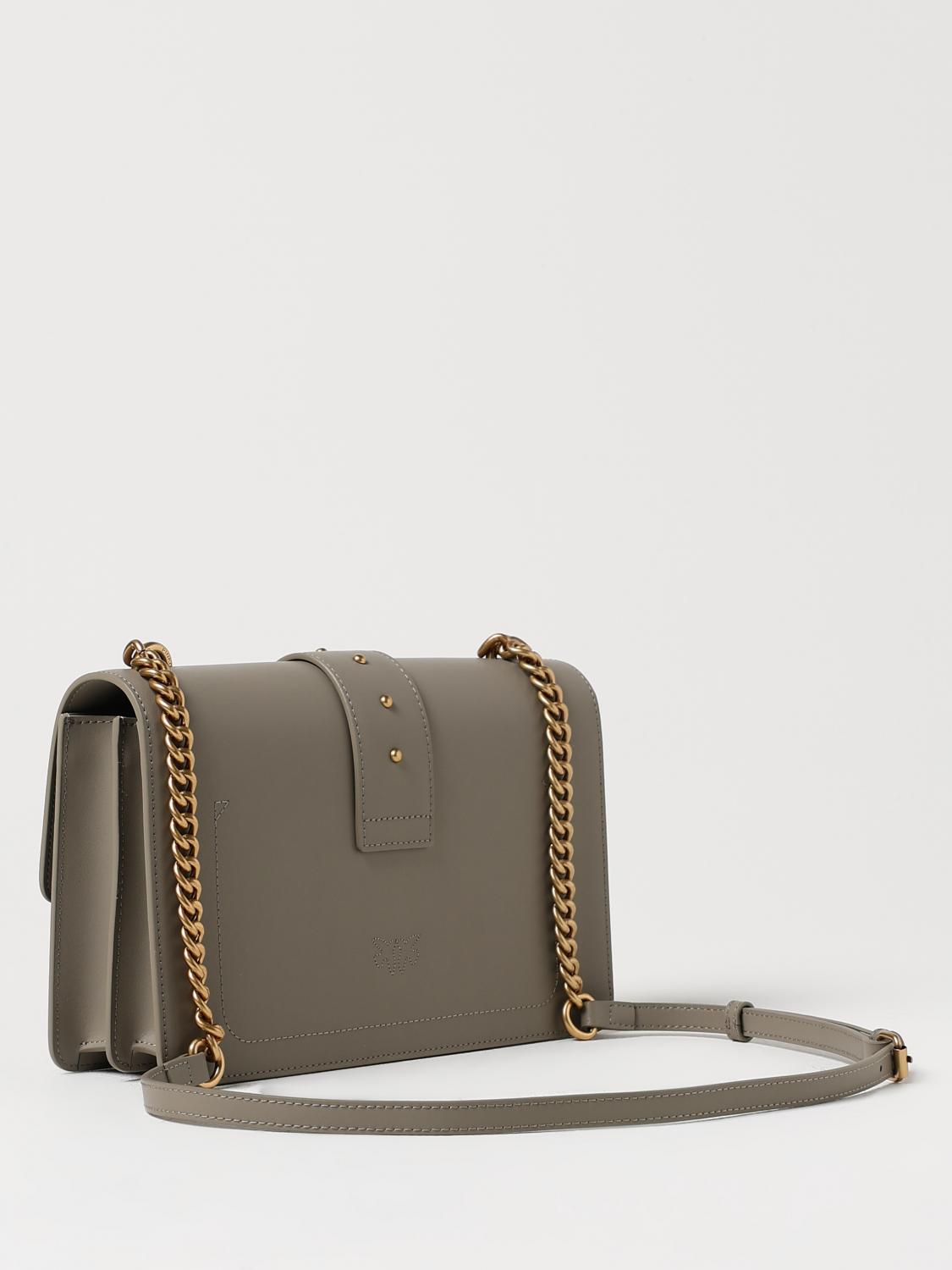 PINKO BORSA A SPALLA: Borsa Love One Classic Pinko in pelle, Beige - Img 2