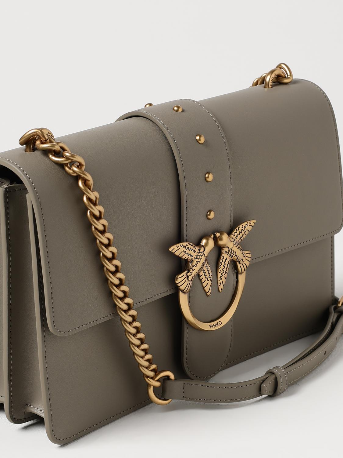 PINKO BORSA A SPALLA: Borsa Love One Classic Pinko in pelle, Beige - Img 3