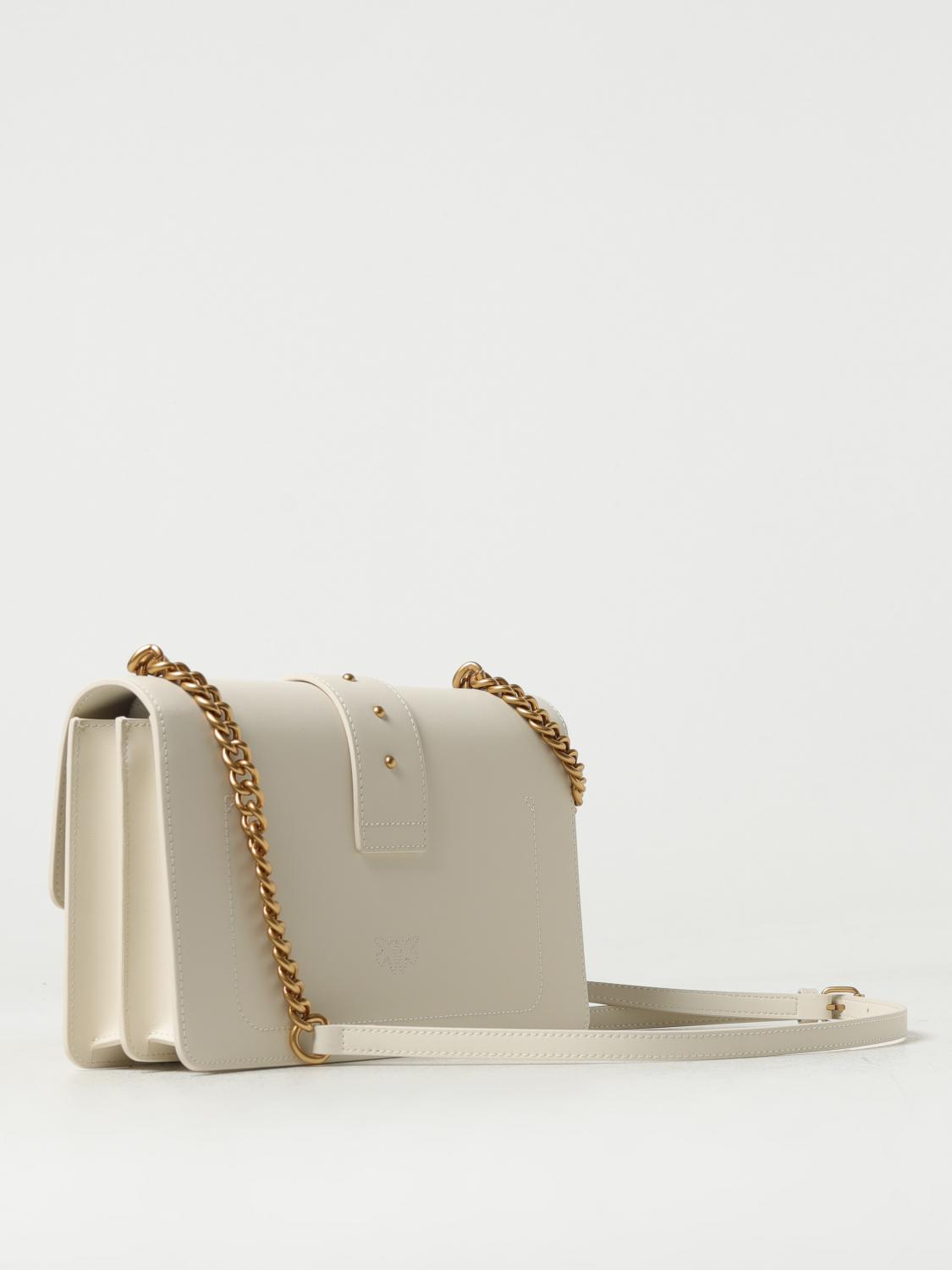 PINKO BORSA A SPALLA: Borsa Love One Classic Pinko in pelle, Avorio - Img 2