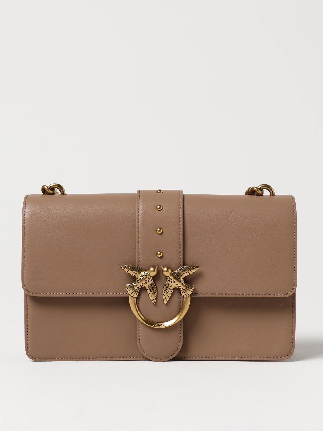 PINKO BORSA A SPALLA: Borsa Love One Classic Pinko in pelle, Sabbia - Img 1
