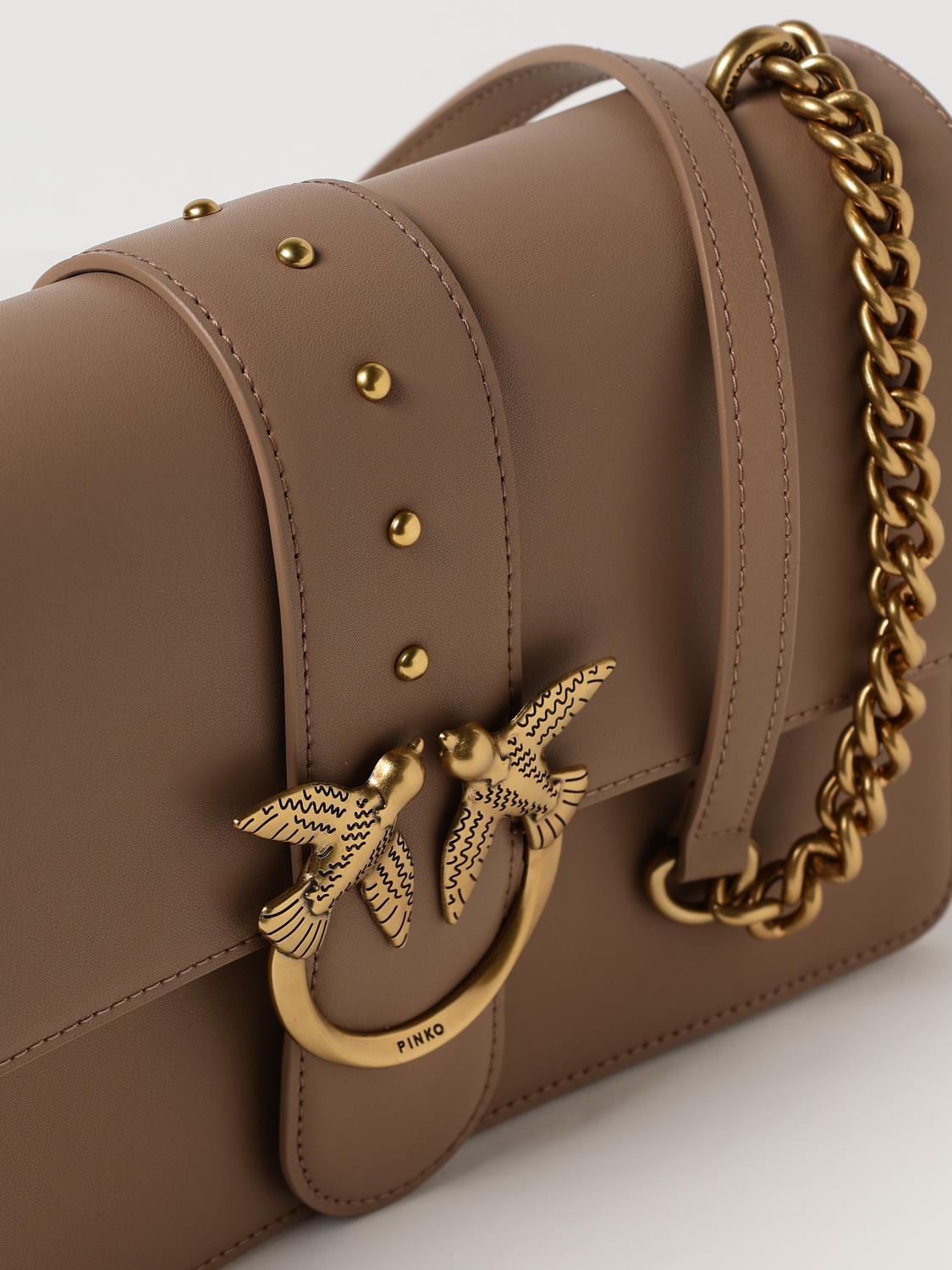 PINKO BORSA A SPALLA: Borsa Love One Classic Pinko in pelle, Sabbia - Img 3