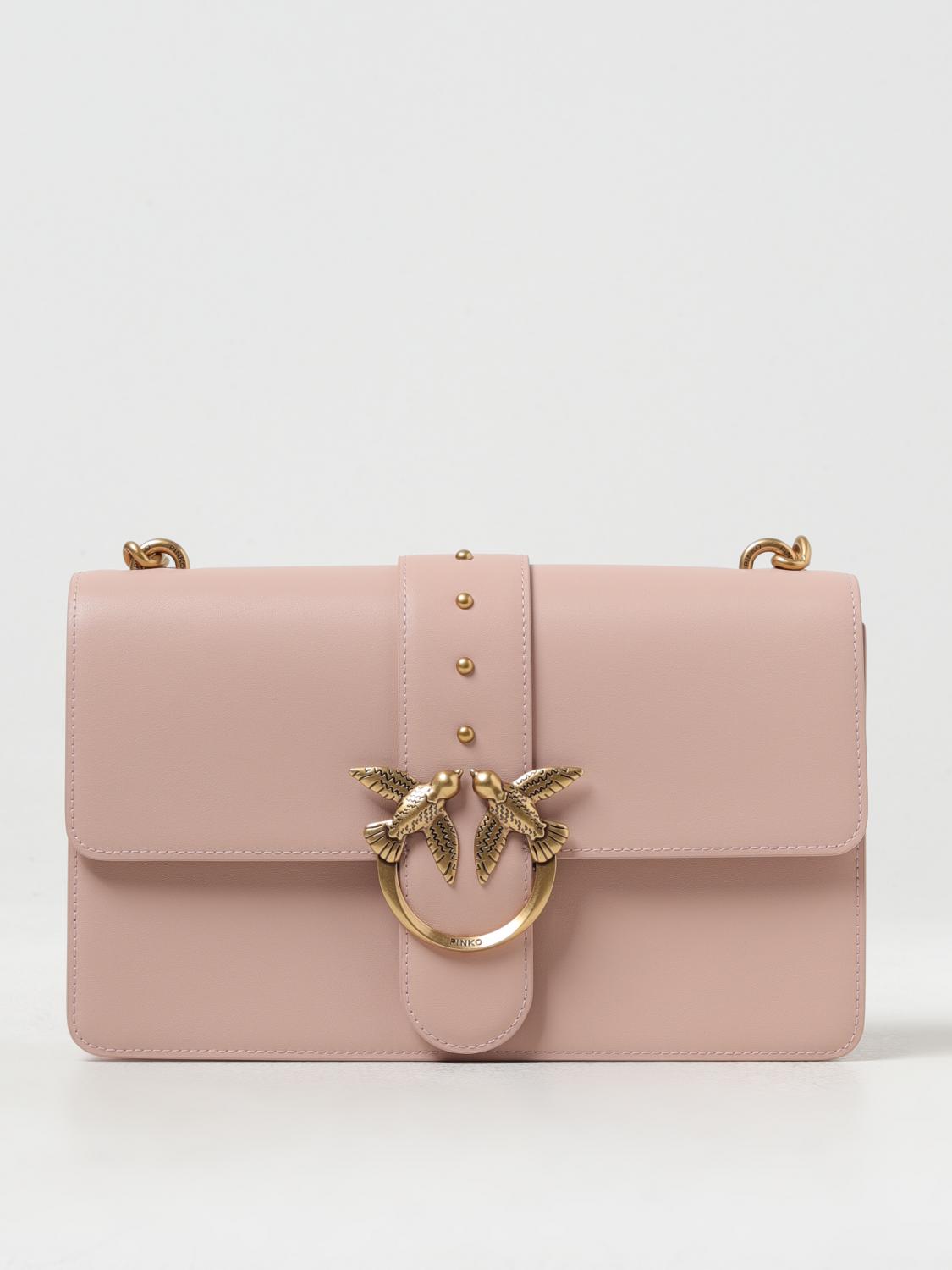 PINKO BORSA A SPALLA: Borsa Love One Classic Pinko in pelle, Cipria - Img 1