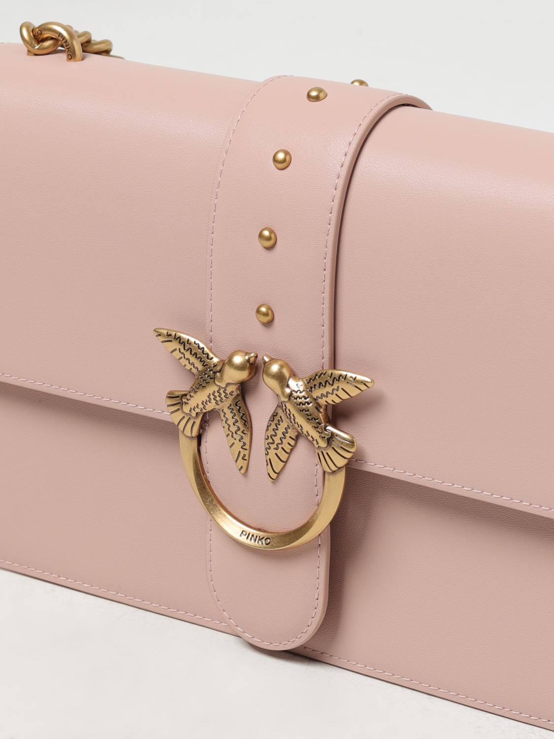 PINKO BORSA A SPALLA: Borsa Love One Classic Pinko in pelle, Cipria - Img 3