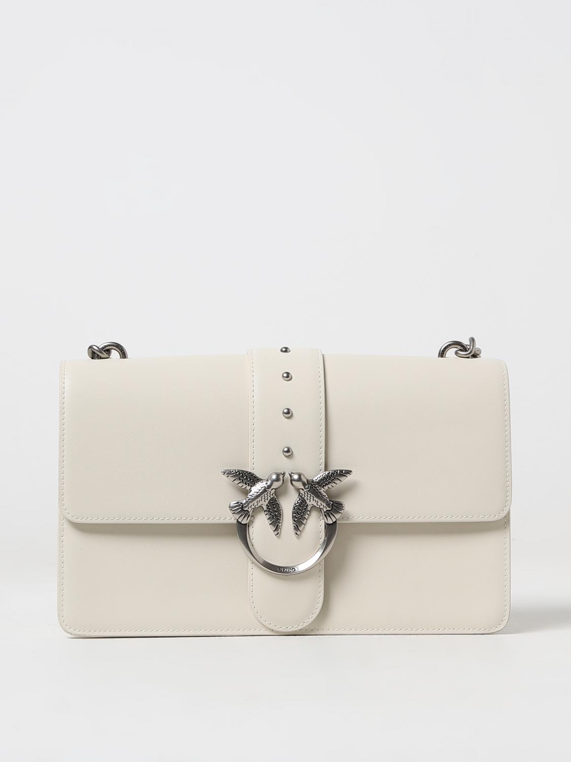PINKO BORSA A SPALLA: Borsa Love One Classic Pinko in pelle, Bianco 1 - Img 1