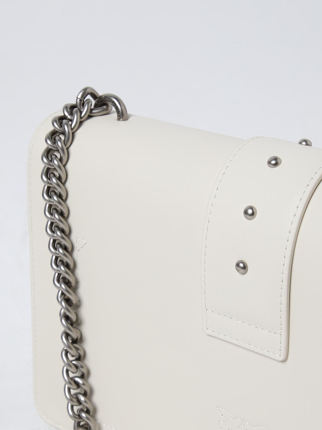 PINKO BORSA A SPALLA: Borsa Love One Classic Pinko in pelle, Bianco 1 - Img 3