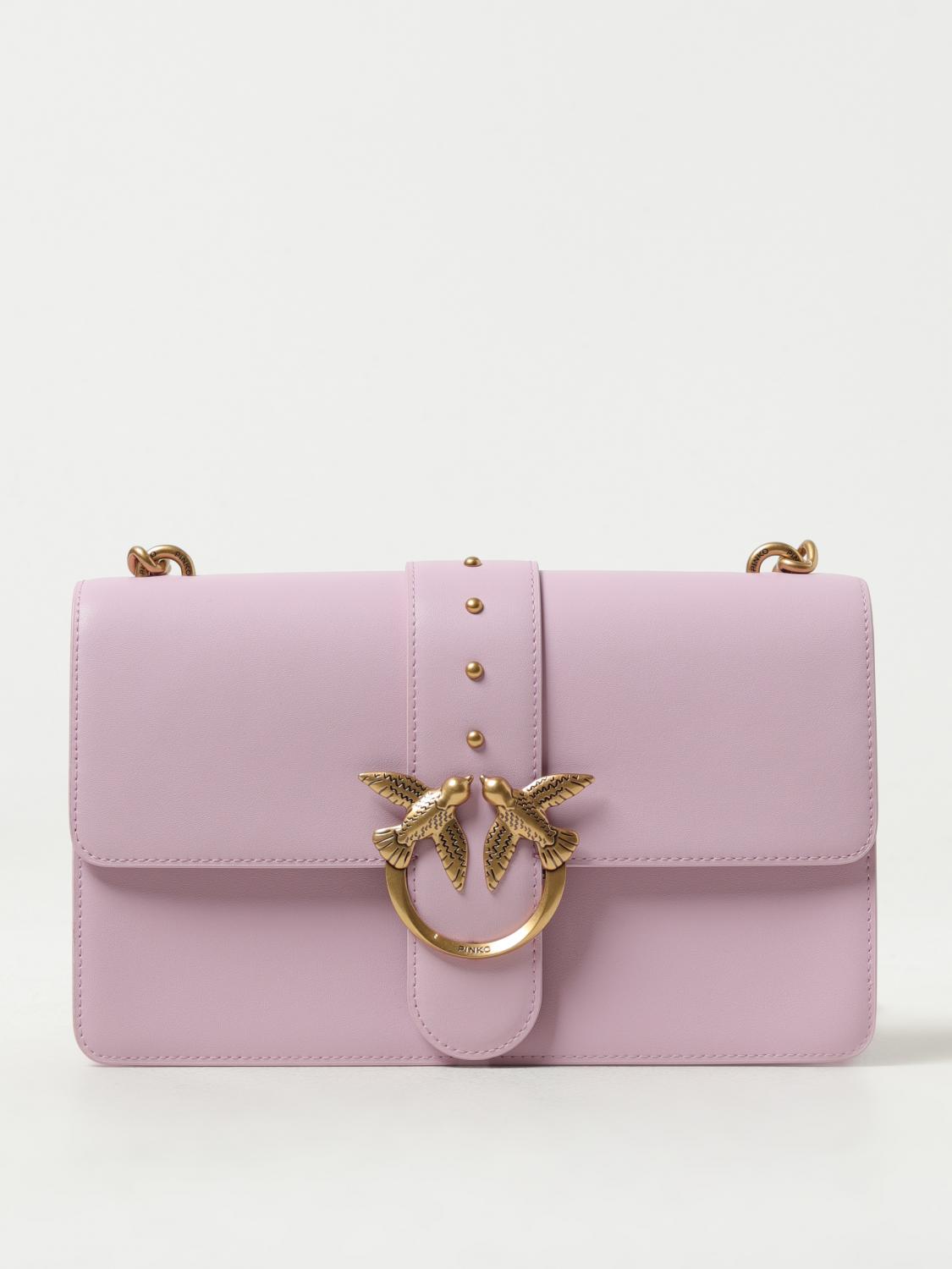 PINKO BORSA A SPALLA: Borsa Love One Classic Pinko in pelle, Orchidea - Img 1