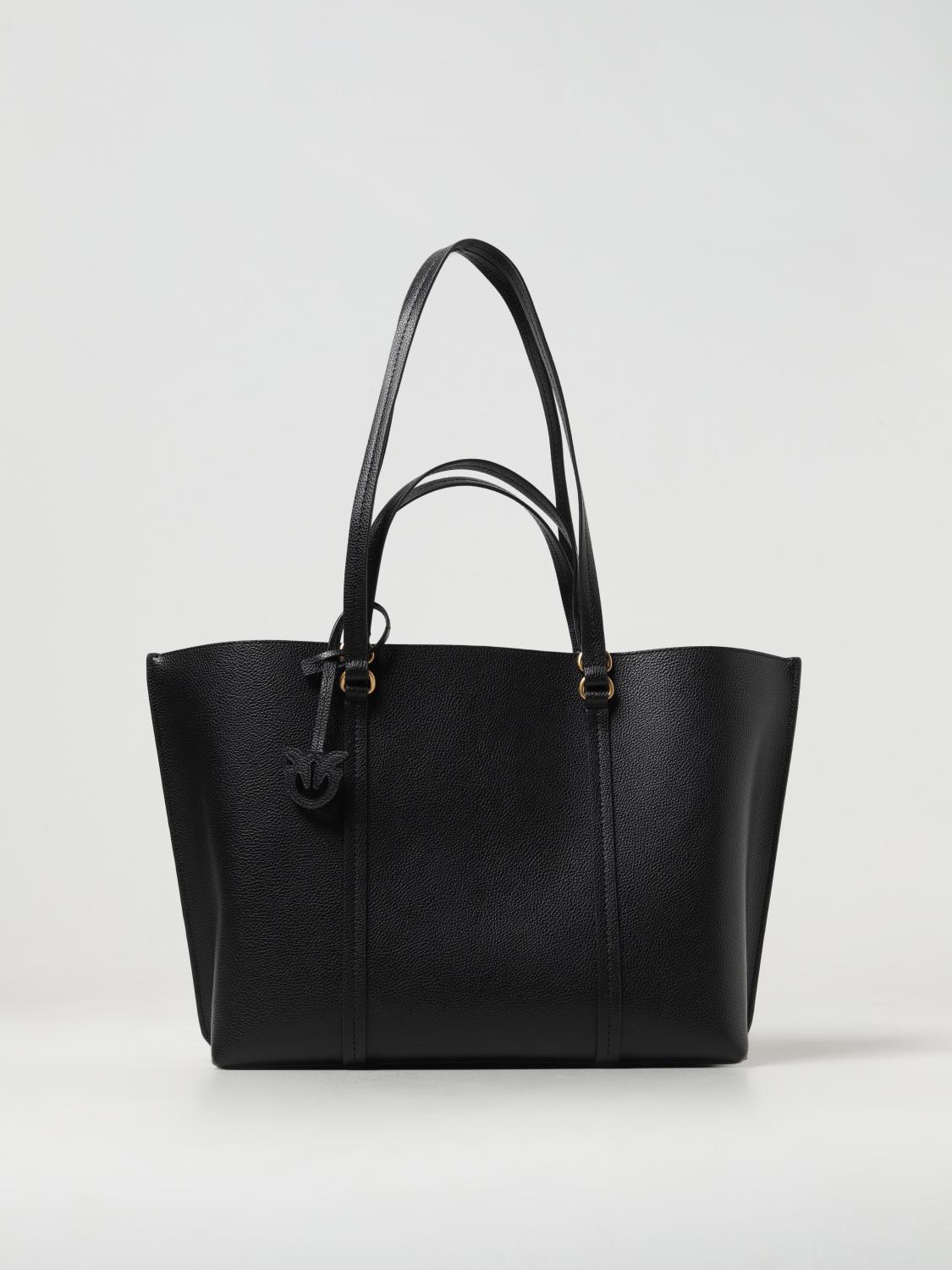 PINKO BORSA TOTE: Borsa Carrie Tote Pinko in pelle a grana, Nero - Img 1