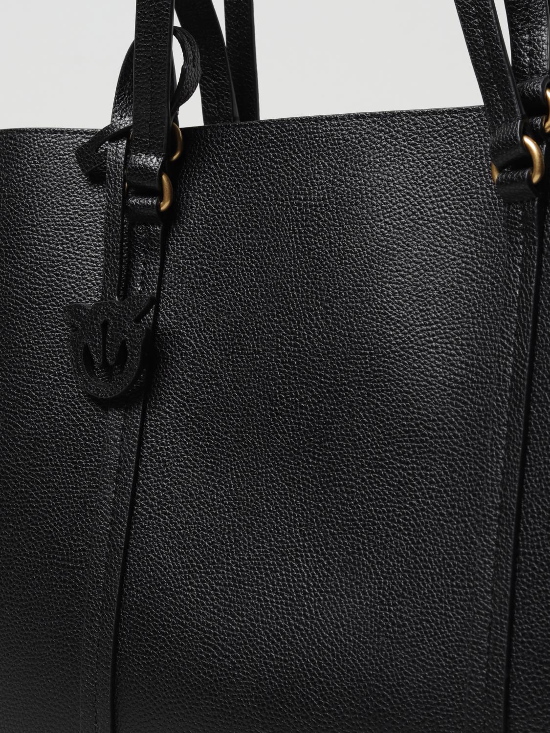 PINKO BORSA TOTE: Borsa Carrie Tote Pinko in pelle a grana, Nero - Img 3