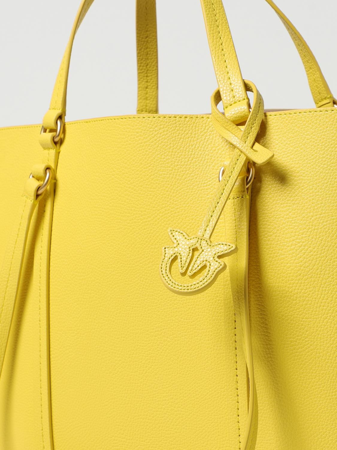 PINKO BORSA TOTE: Borsa Carrie Tote Pinko in pelle a grana, Giallo - Img 3