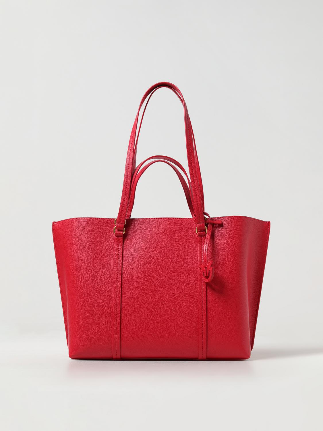 PINKO BORSA TOTE: Borsa Carrie Tote Pinko in pelle a grana, Rosso - Img 1