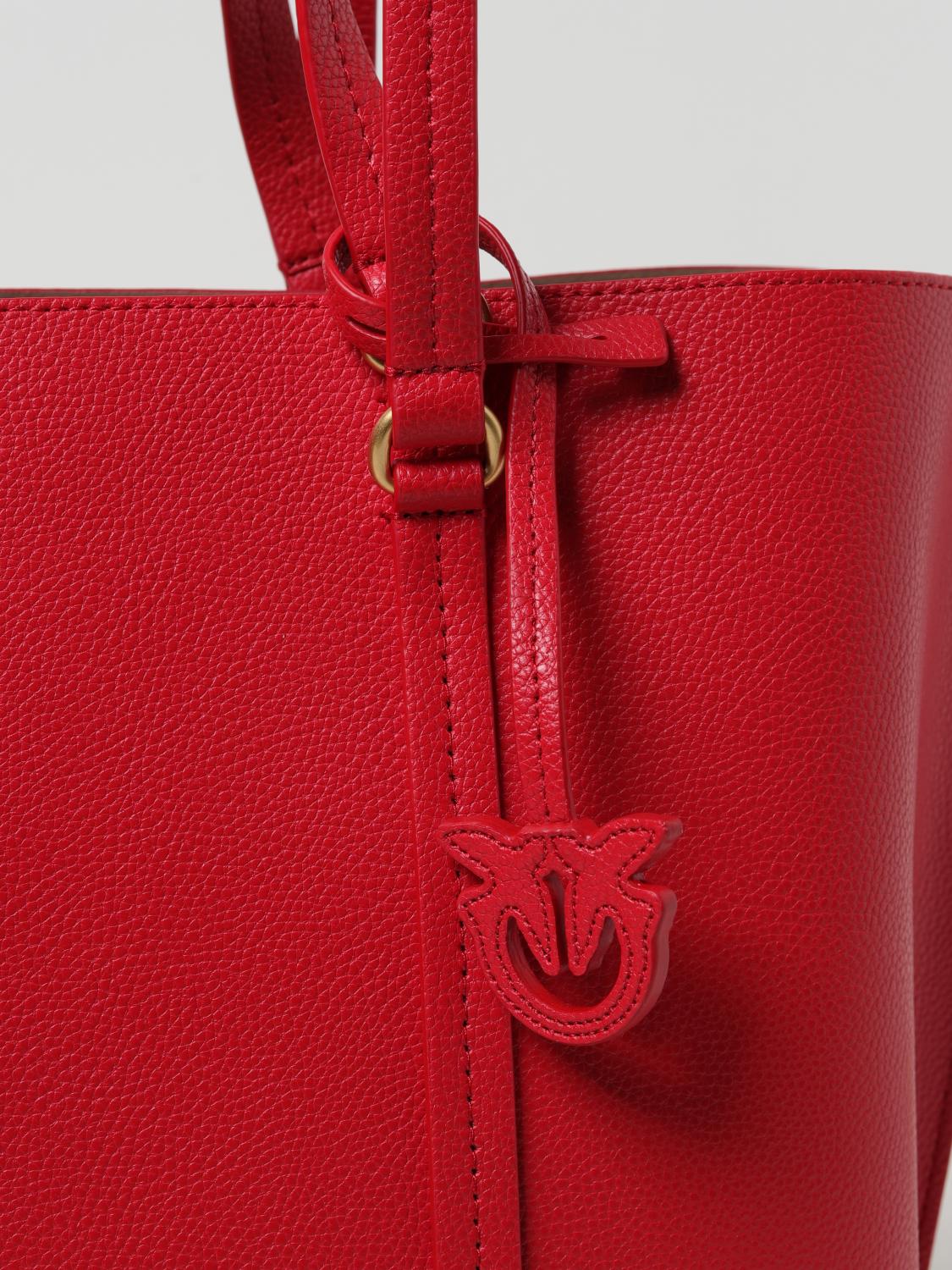 PINKO BORSA TOTE: Borsa Carrie Tote Pinko in pelle a grana, Rosso - Img 3