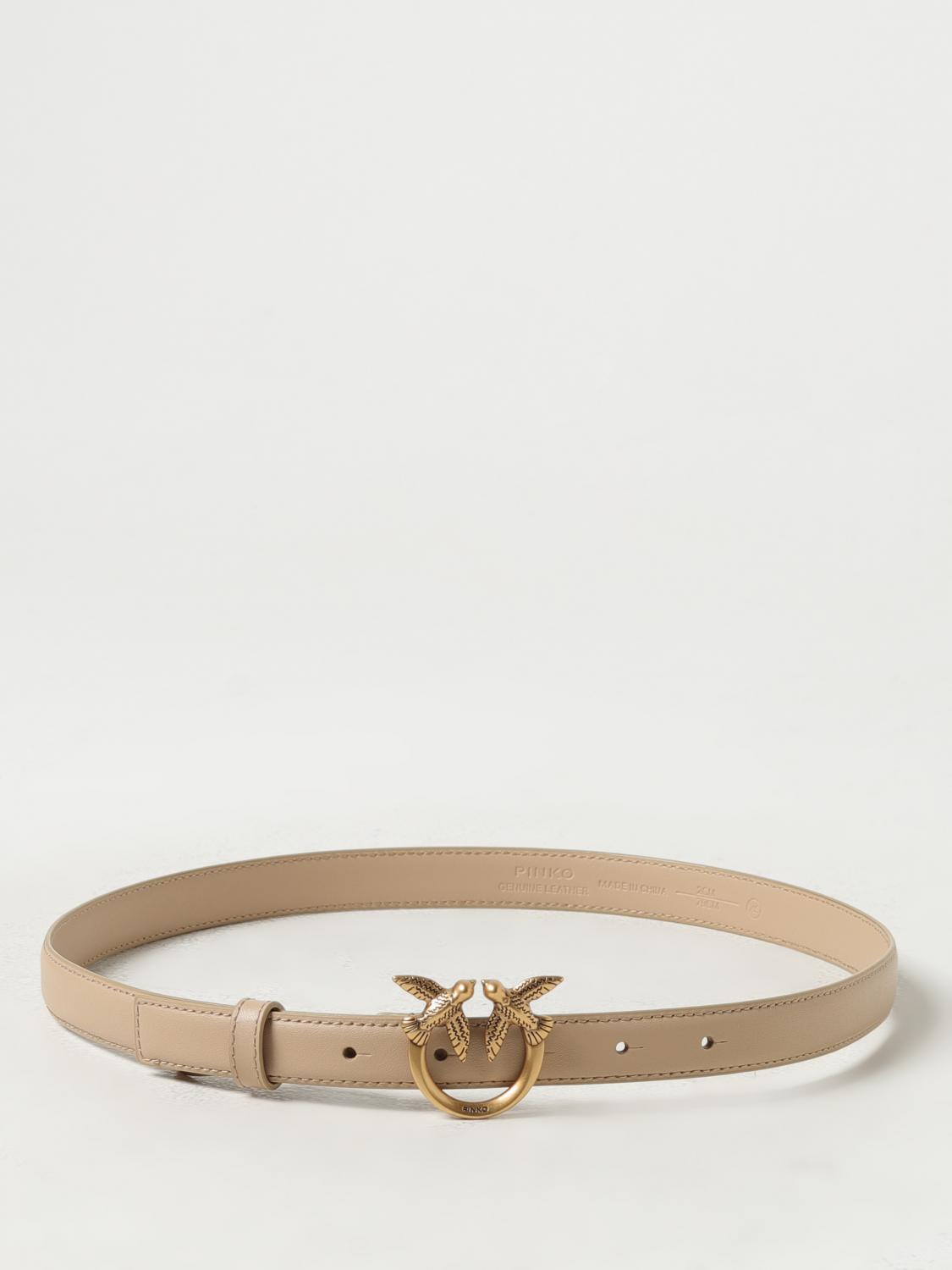 PINKO CINTURA: Cintura Love Berry Pinko in pelle, Beige - Img 1