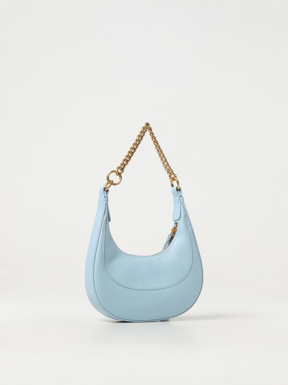 PINKO BORSA A SPALLA: Borsa Brioche Pinko in pelle, Blue - Img 2