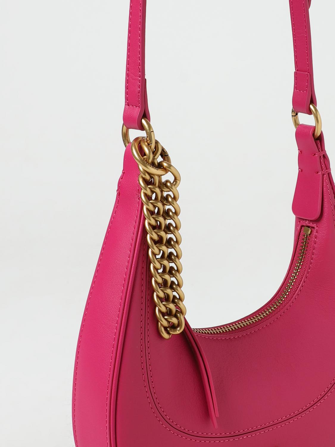 PINKO BORSA A SPALLA: Borsa Brioche Pinko in pelle, Rosa - Img 4