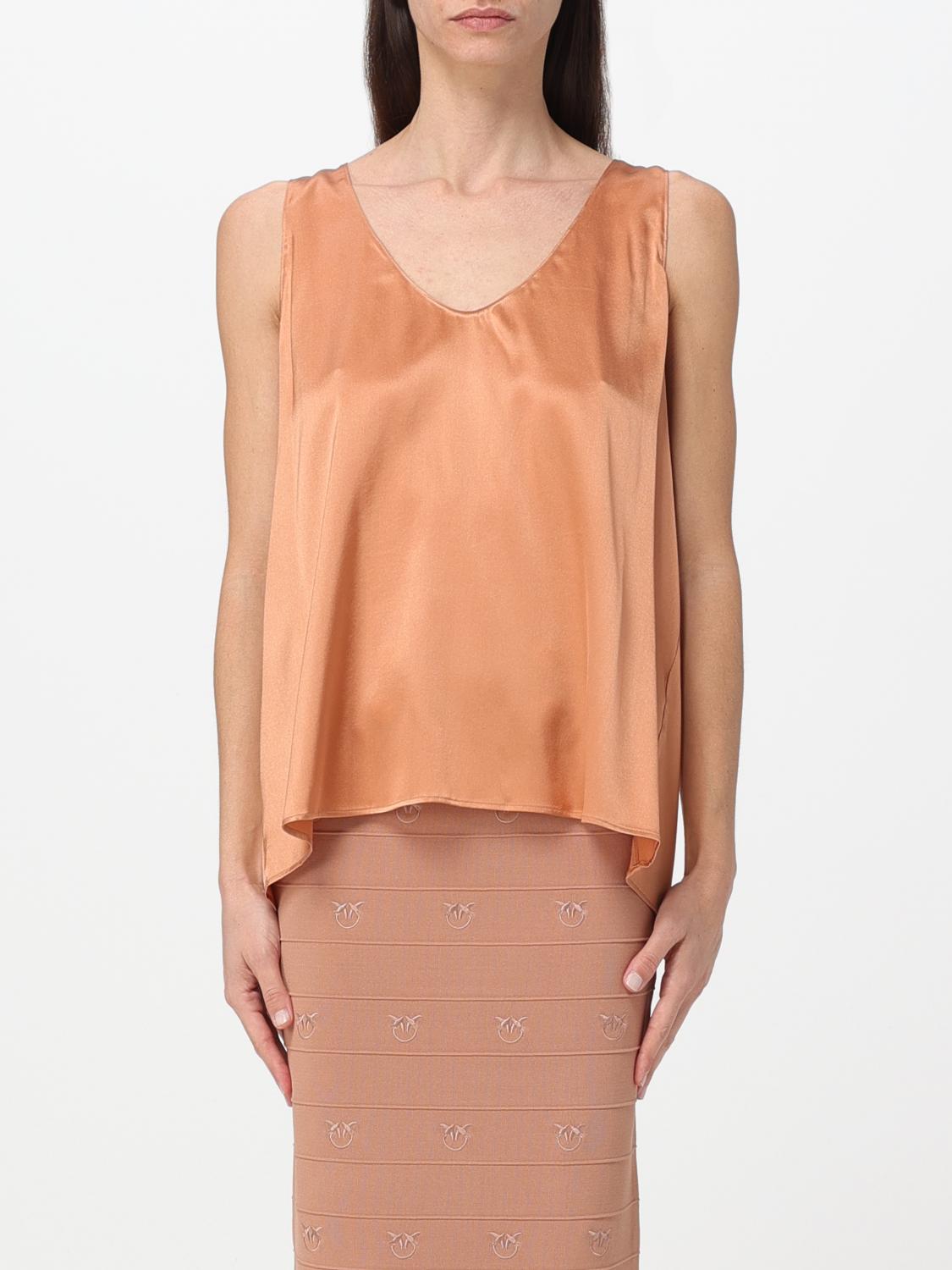 PINKO TOP: Top Pinko in raso, Marrone - Img 1