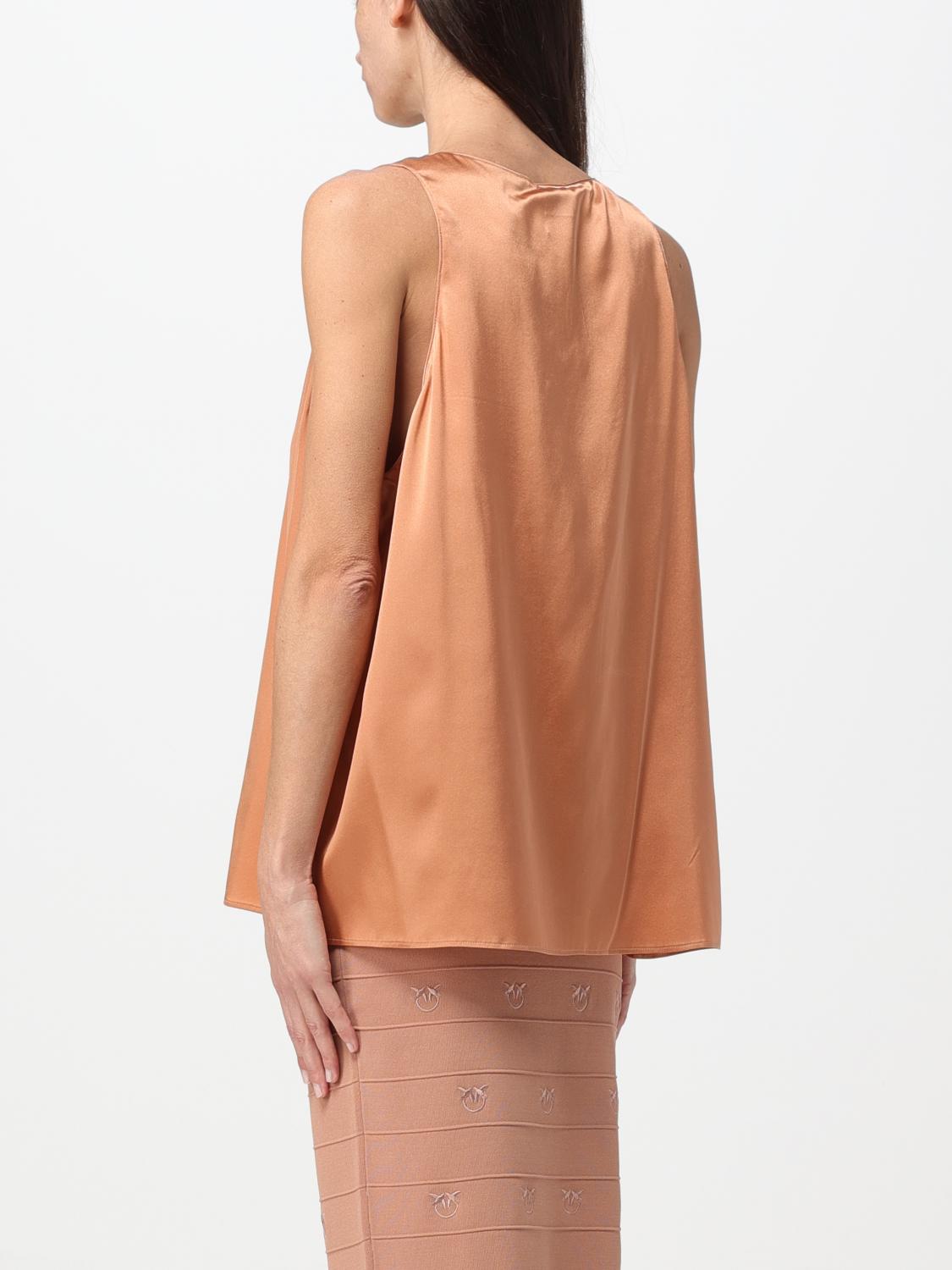 PINKO TOP: Top Pinko in raso, Marrone - Img 2