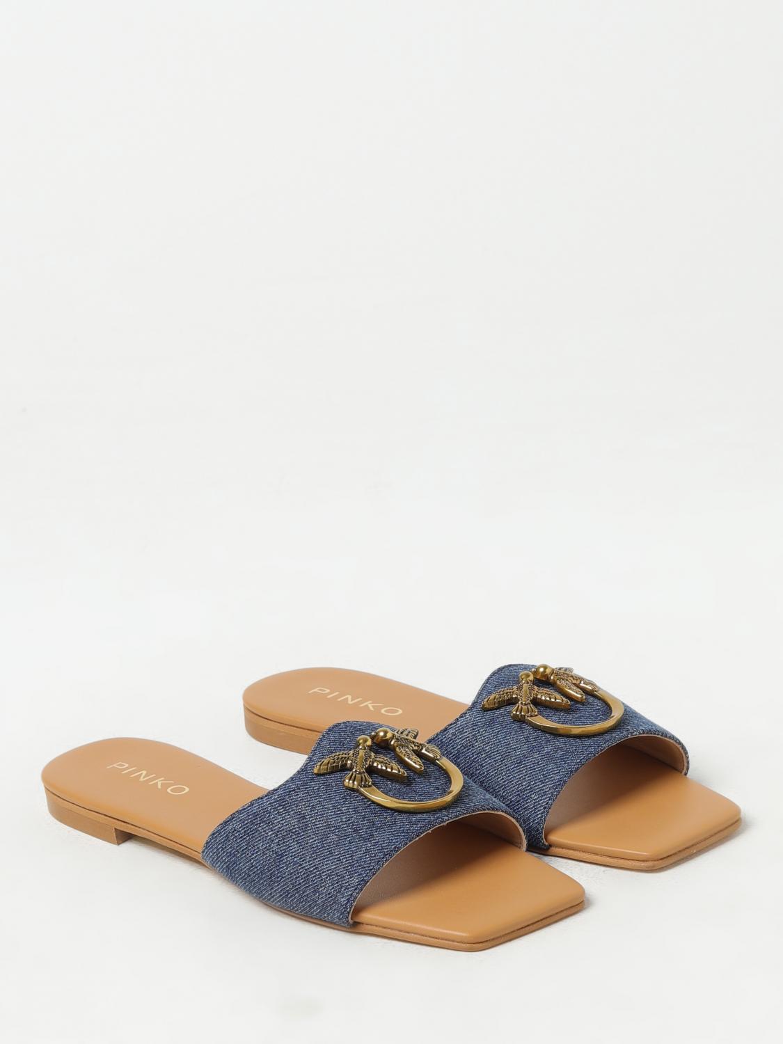 PINKO FLAT SANDALS: Pinko slides in denim, Denim - Img 2