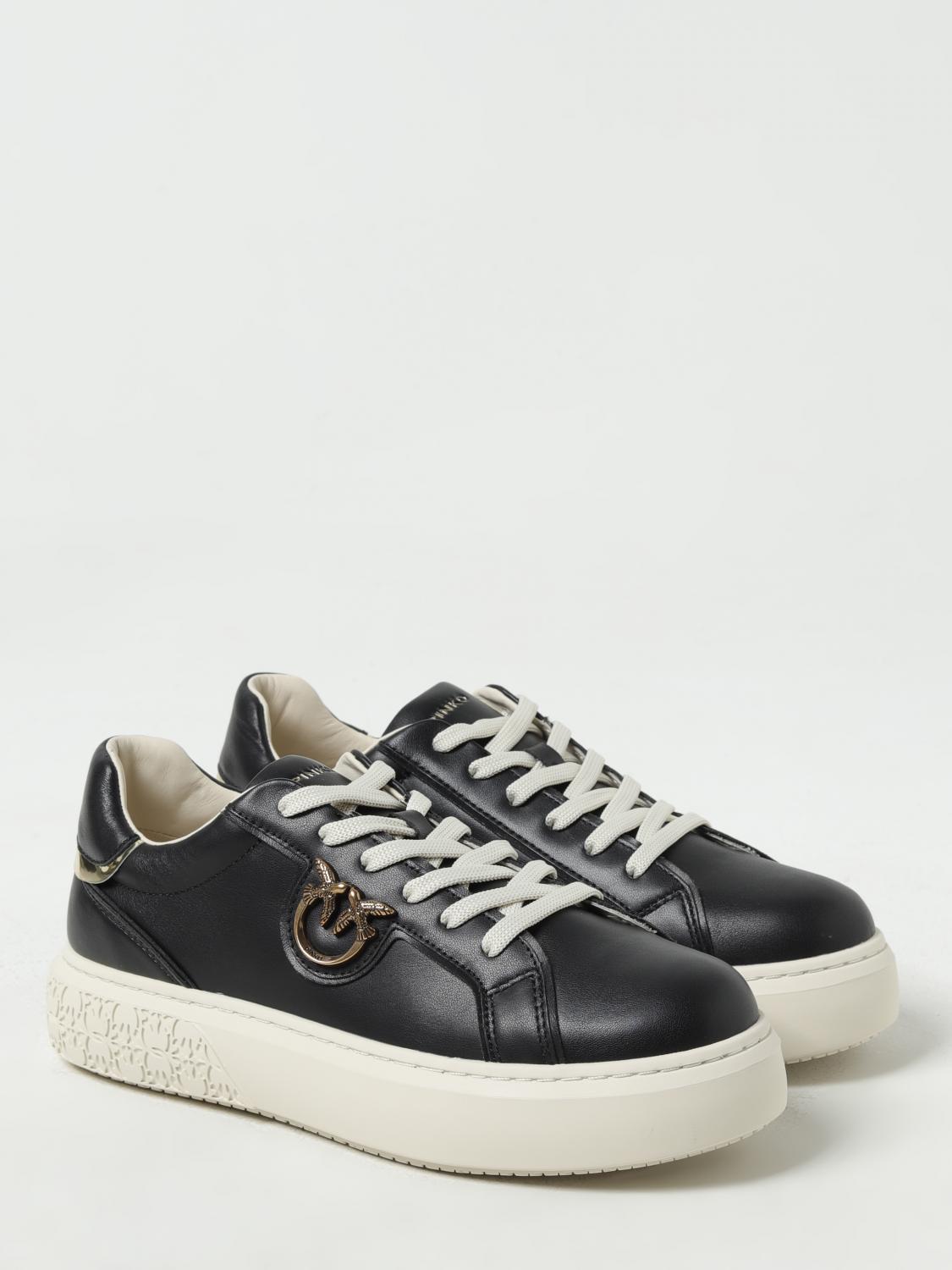 PINKO: Yoko leather sneakers with logo - Black | Pinko PINKO: Yoko leather sneakers with logo - Black | Pinko