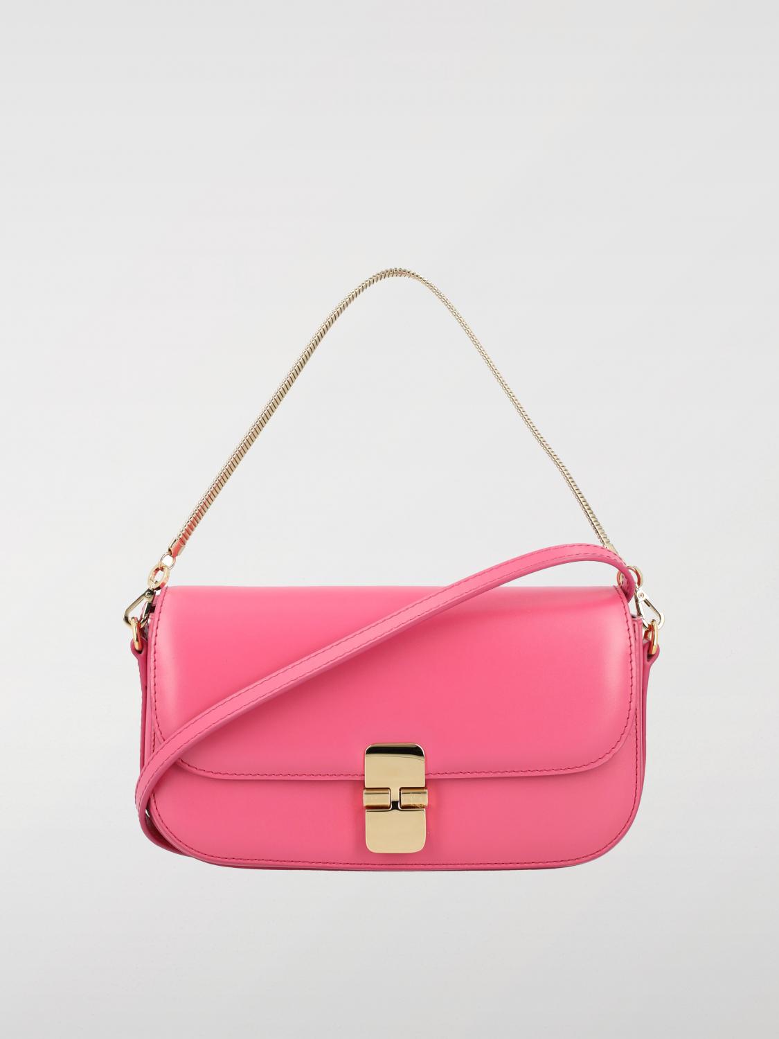 A.P.C. BORSA MINI: Borsa Grace A.P.C. in pelle, Fuxia - Img 1