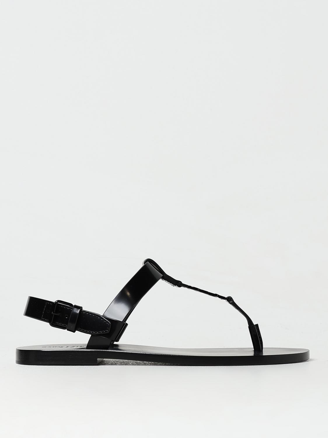 SAINT LAURENT SANDALI: Sandalo Cassandre Saint Laurent in pelle spazzolata , Nero - Img 1