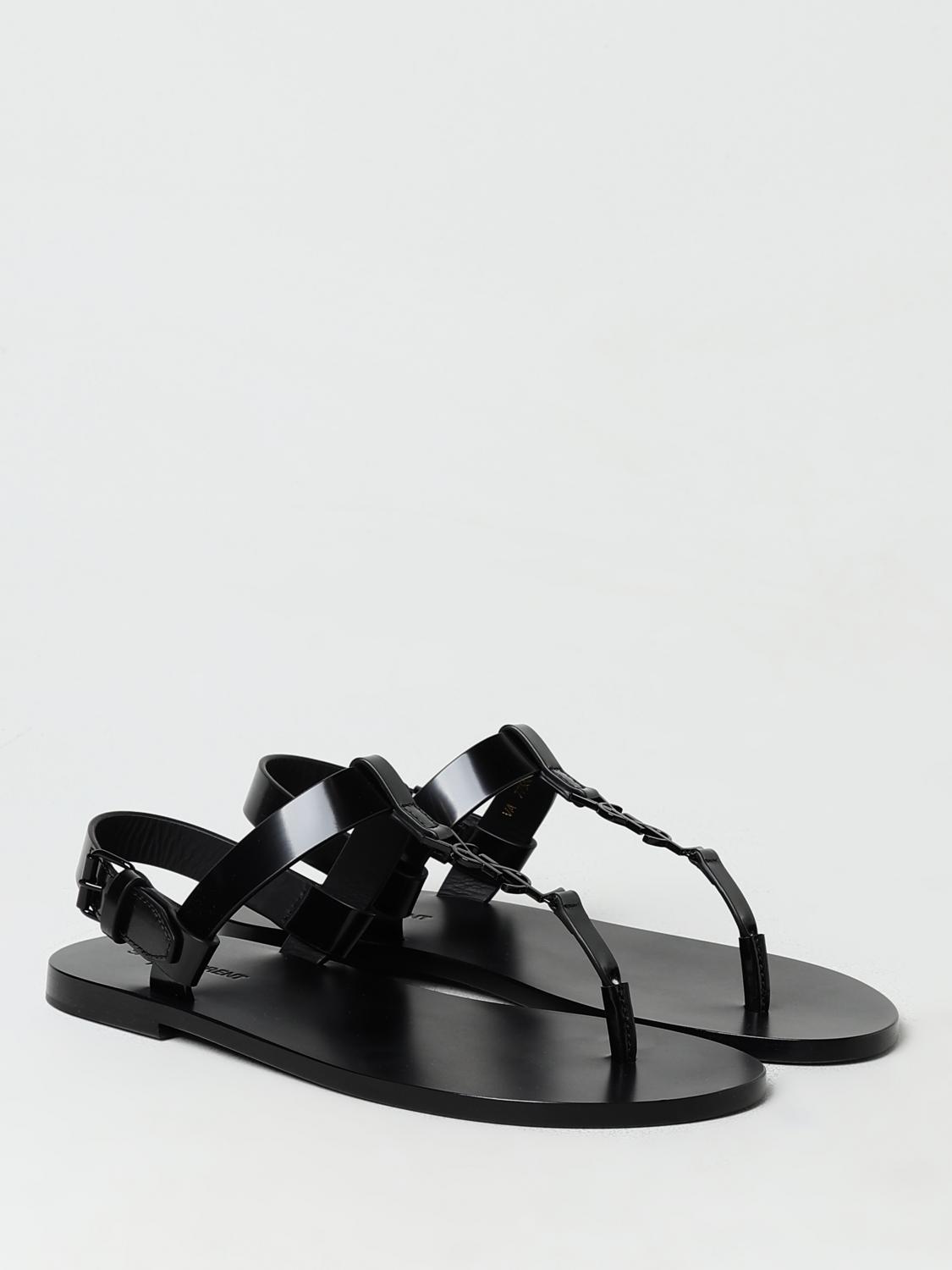 SAINT LAURENT SANDALI: Sandalo Cassandre Saint Laurent in pelle spazzolata , Nero - Img 2