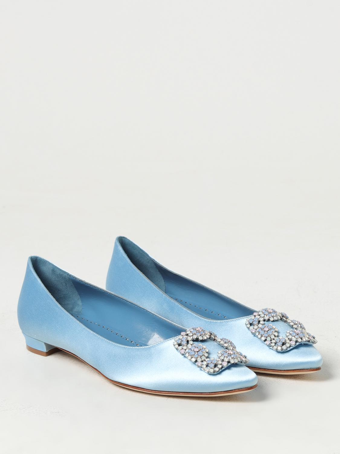 MANOLO BLAHNIK ハンギシ フラットシューズ サテン 青39 1/2 MANOLO BLAHNIK ハンギシ フラットシューズ サテン 青39 1/2 MANOLO