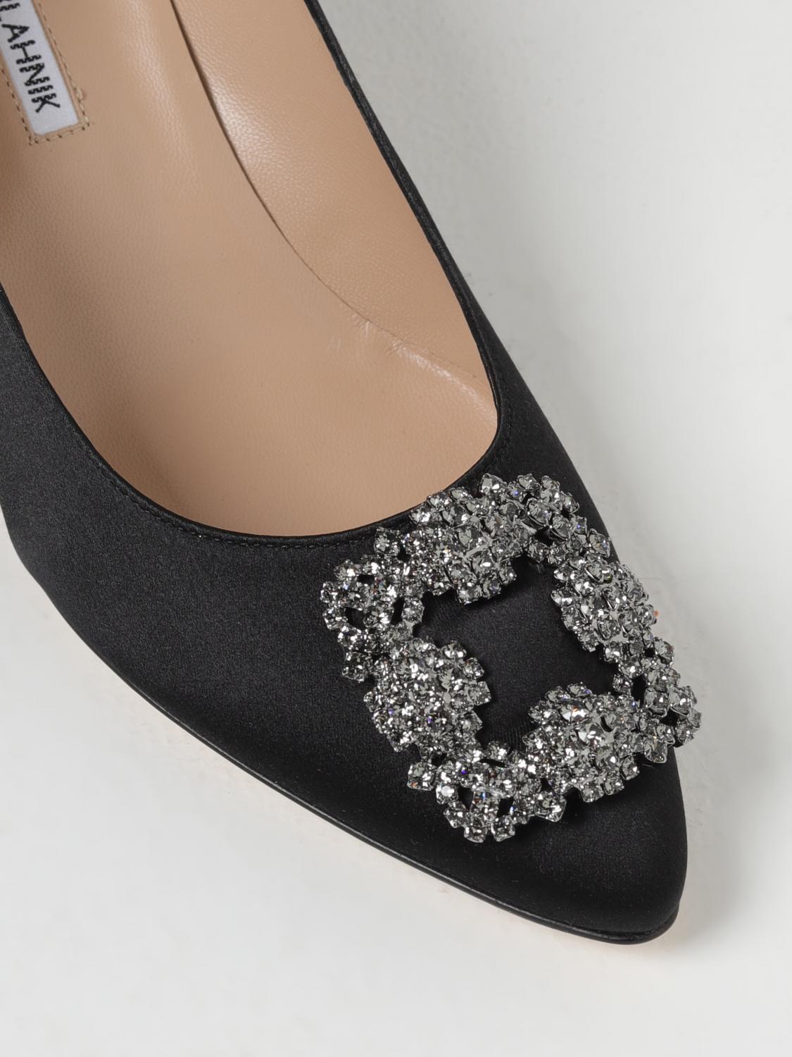 MANOLO BLAHNIK DÉCOLLETÉ: Décolleté Hangisi Manolo Blahnik in raso con fibbia gioiello , Nero - Img 4