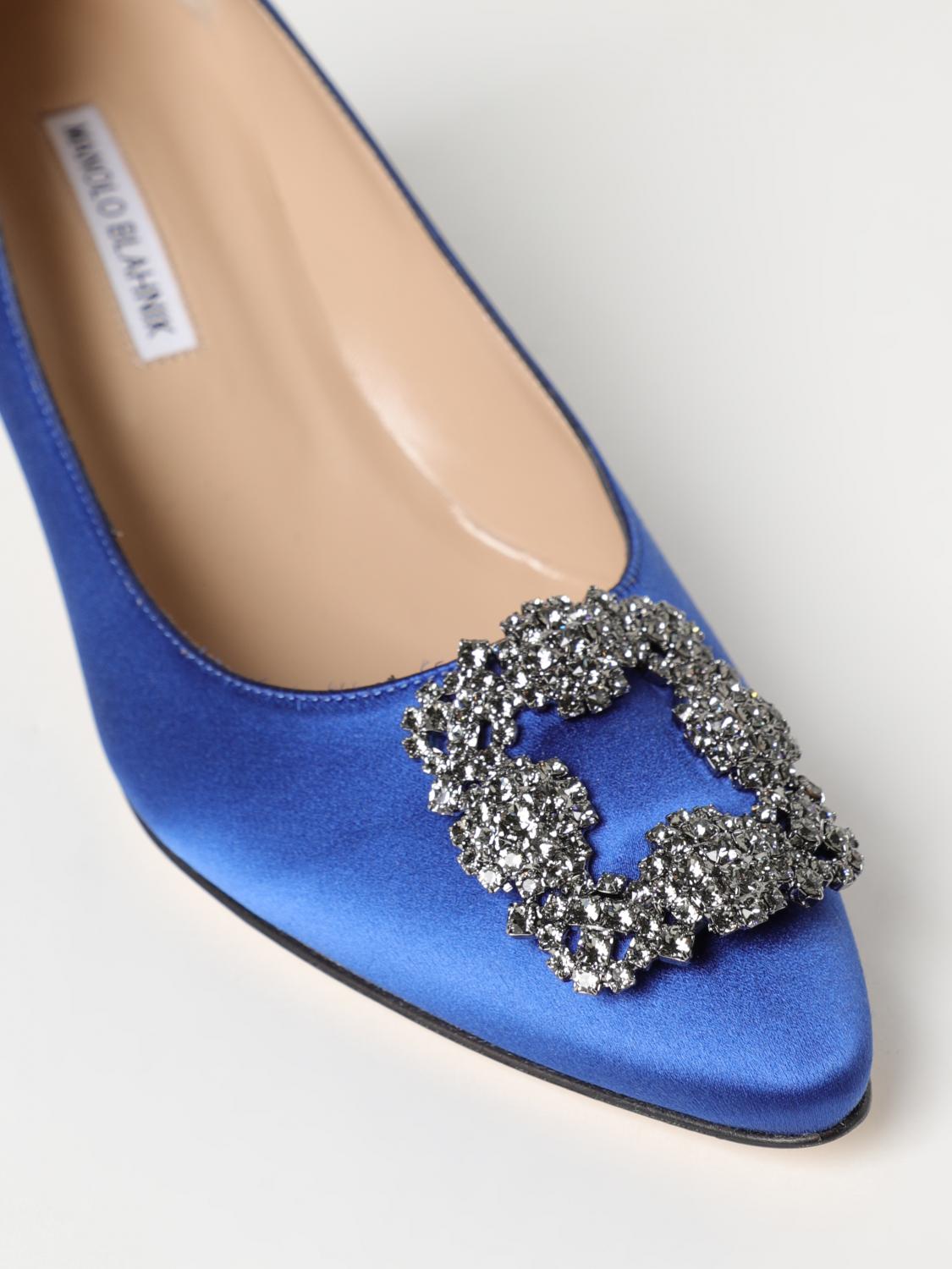 MANOLO BLAHNIK DÉCOLLETÉ: Décolleté Hangisi Manolo Blahnik in raso con fibbia gioiello , Royal - Img 4