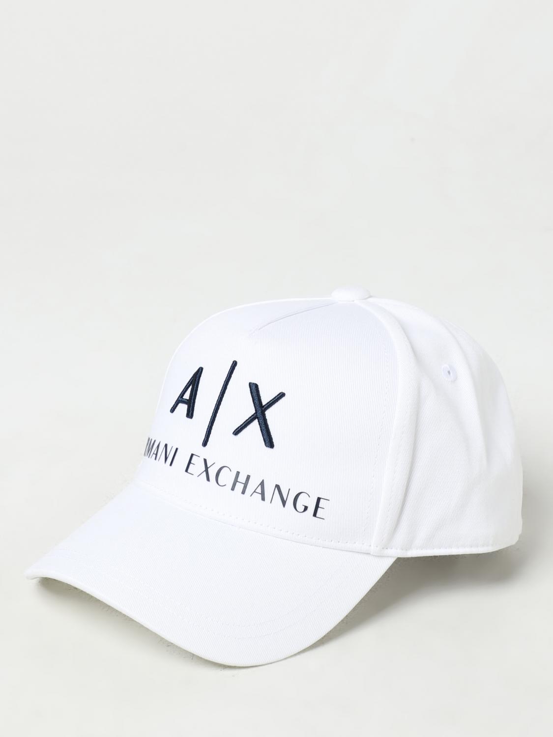 ARMANI EXCHANGE CAPPELLO: Cappello Armani Exchange in cotone con logo ricamato , Bianco - Img 1
