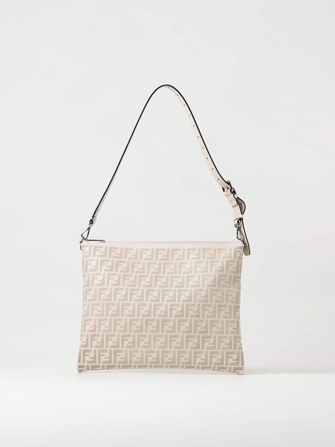 FENDI BORSA: Borsa After Fendi in pelle lavorata, Naturale - Img 1