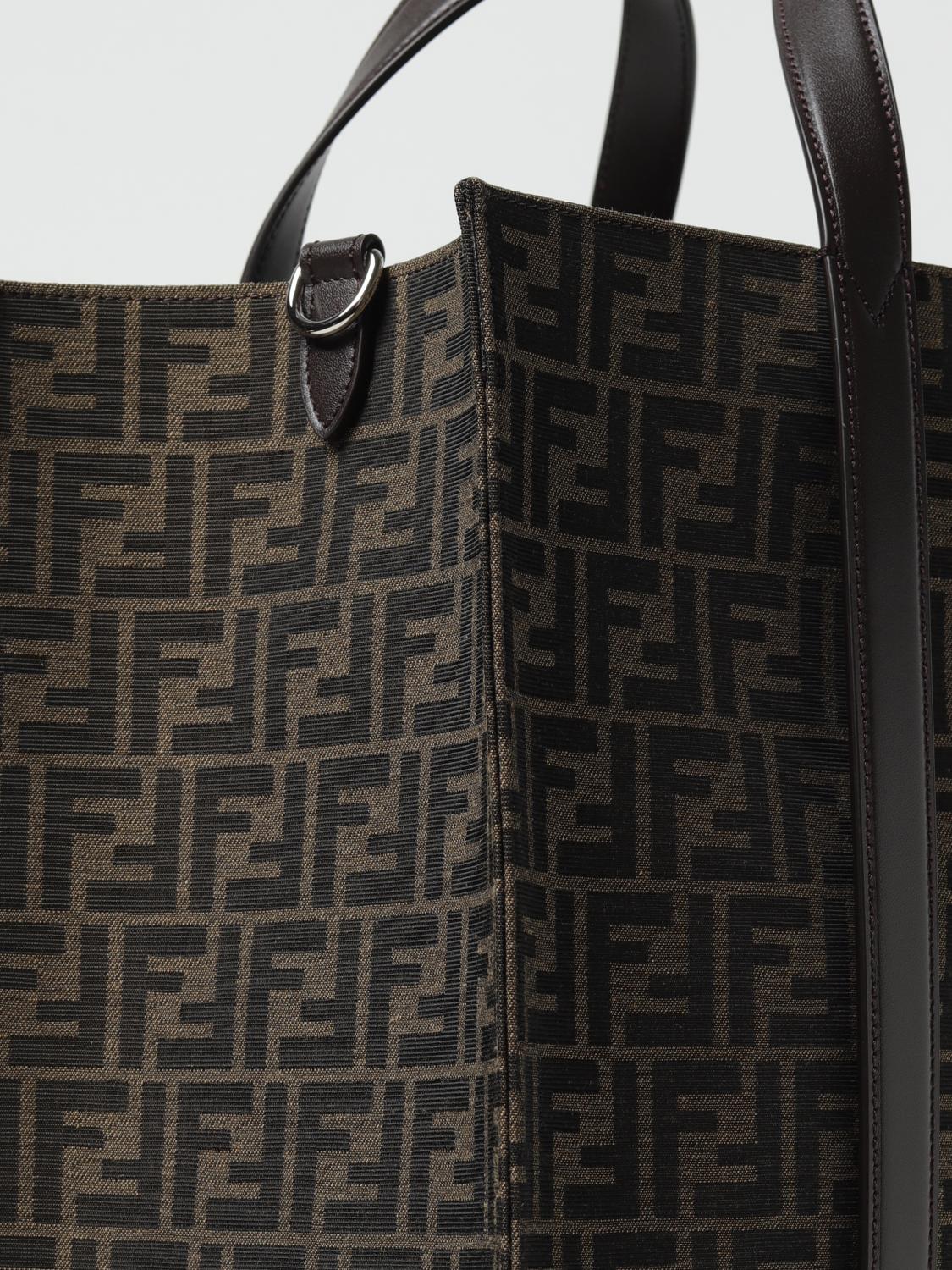 Fendi shopping bag in fabric with jacquard FF monogram - Tobacco