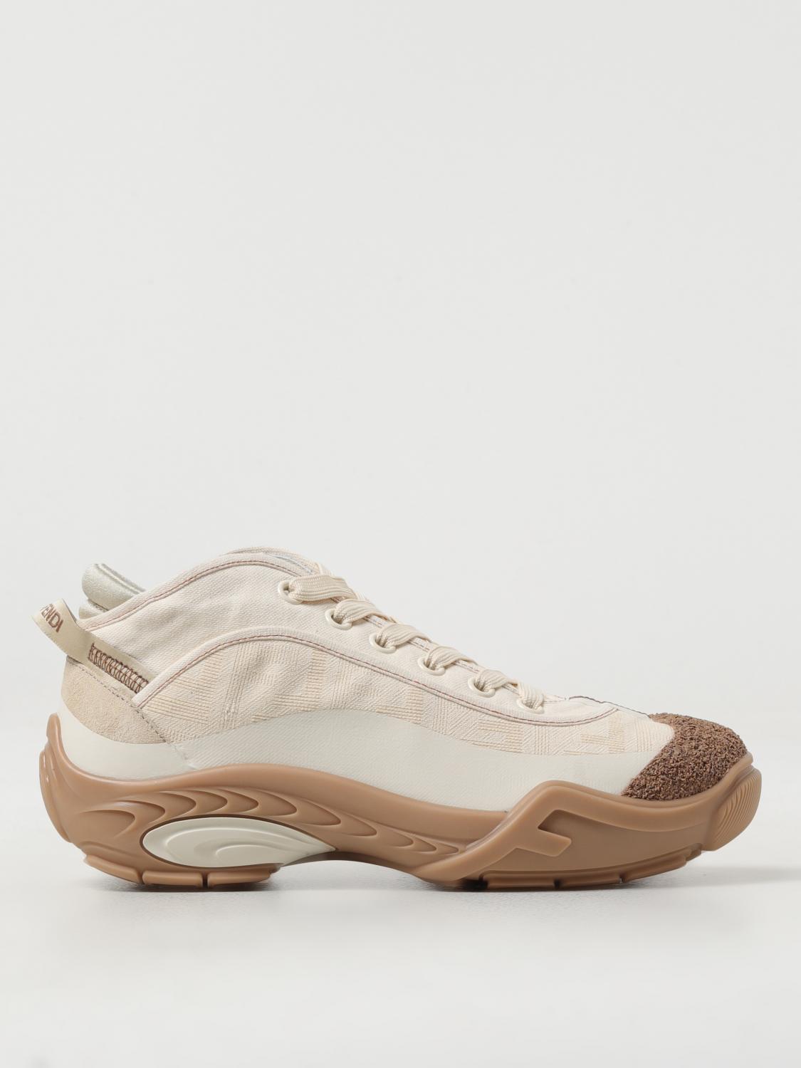FENDI SNEAKERS: Sneakers Lab Fendi in canvas FF jacquard, Burro - Img 1