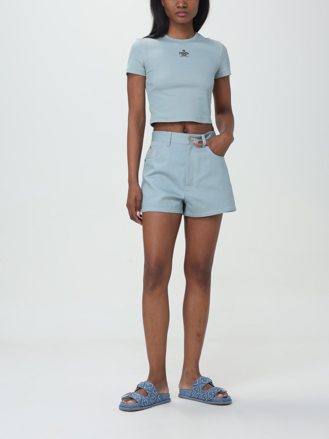 Fendi Tシャツ レディース - スカイブルー | FS8110ANQM | GIGLIO.COM