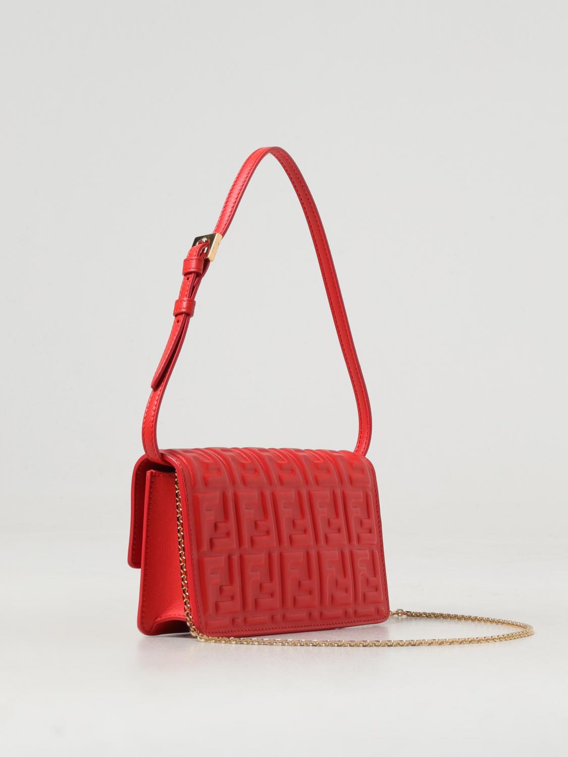 FENDI BORSA MINI: Borsa wallet Baguette Fendi in nappa embossed, Corallo - Img 3